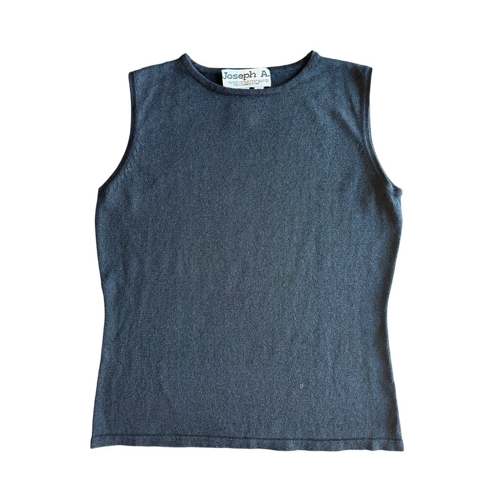 Joseph A. Metallic Silk Blend Sleeveless Sweater Tank Top Charcoal Black Size M